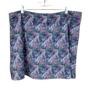 Youer Skort Purple Flowers Cactus Shorts Pull On Stretchy Pockets Womens XXL 2XL
